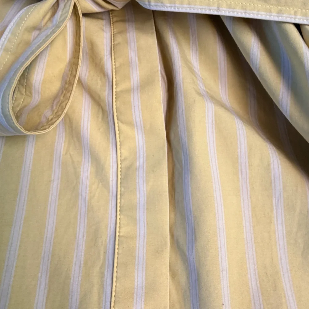 Banana Republic Cotton Butter Yellow White Striped Button Down V Neck Dress L - Picture 11 of 12